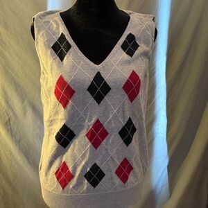Merona V-Neck Argyle Sweater Vest - Red, Black, Gray